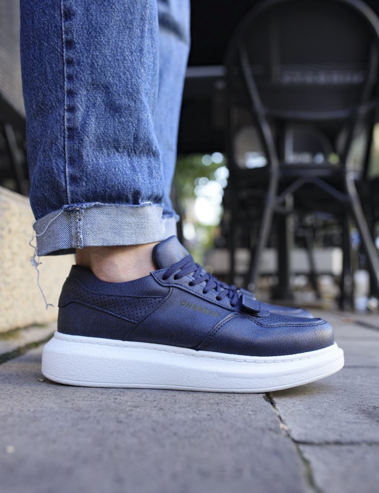 Ανδρικά μπλε Casual Sneakers δερματίνη με Scratch CH073L φωτογραφία